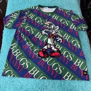 vintage‎ Looney Tunes Bugs Bunny Graphic T Shirt Mens 3XL All Over Print